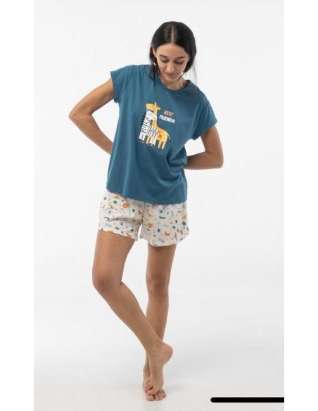 PIJAMA JIRAFA MUJER.ALGODON 100% COLORIN COLORADO