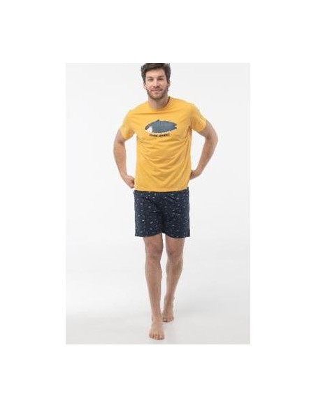 PIJAMA HOMBRE TIBURON.100%ALGODON-COLORIN-COLORADO